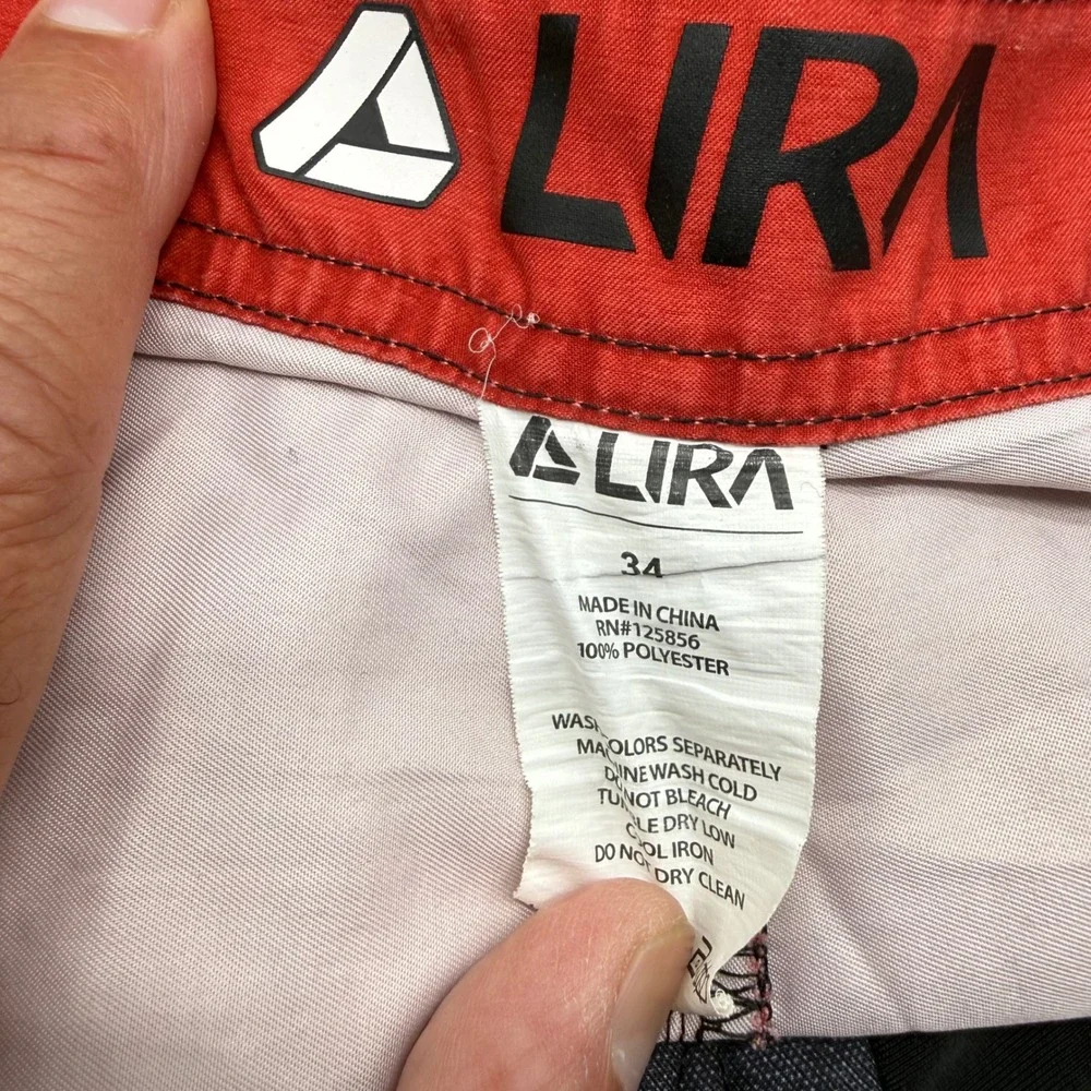 Lira Board Shorts Men 34 Red Yellow Green Rasta Stripe Cargo Pocket Swim Trunks
